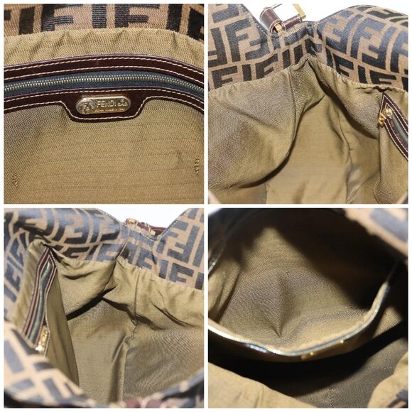 FENDI Zucca Canvas Shoulder Bag Black Brown gold Auth 141407 - Picture 16 of 16